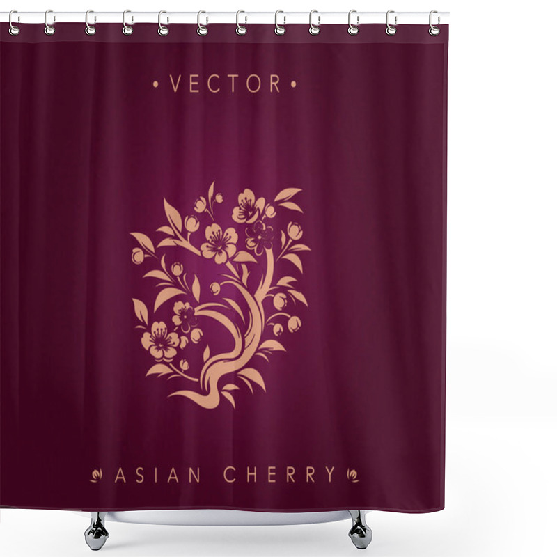 Personality  Rich Maroon And Gold Cherry Blossom Vector Design Shower Curtains