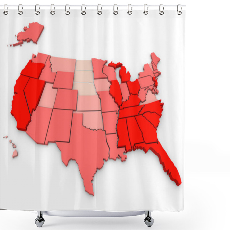 Personality  Unemployment Rates - United States Map Shower Curtains