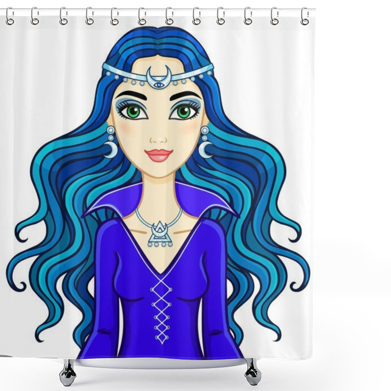 Personality  Animation Beautiful Witch. Vector Illustration Isolated On A White Background. Shower Curtains