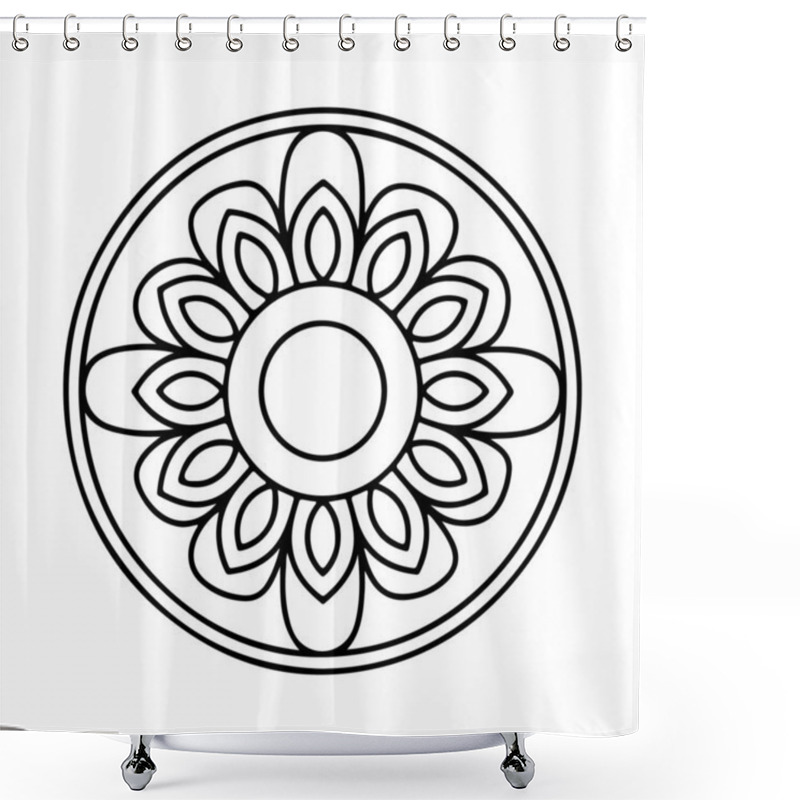 Personality  Ink-drawn Mandala Featuring Intricate Floral Elements In A Symmetrical Circular Layout, Ideal For Coloring. Shower Curtains