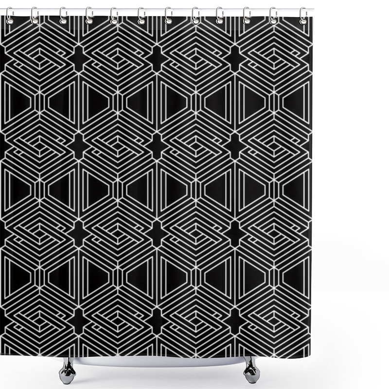 Personality  Pattern With 3d Geometric Figures Shower Curtains