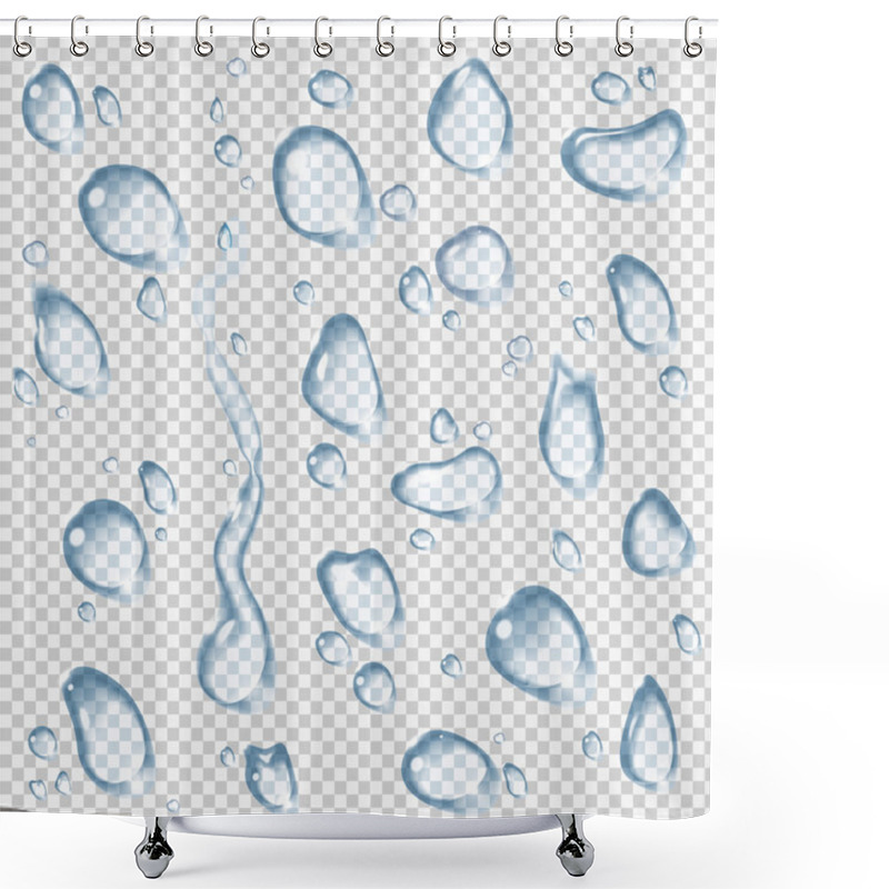 Personality  Transparent Vector Water Drops Set. Shower Curtains