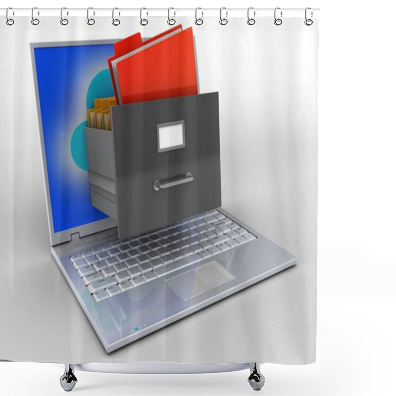 Personality   Illustration Of Laptop Over Background Shower Curtains