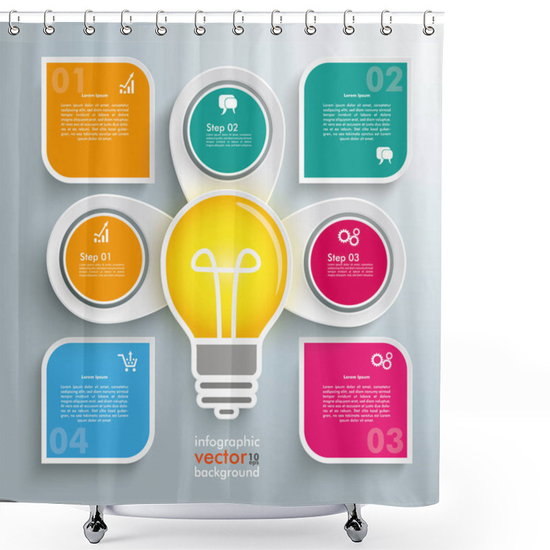 Personality  Infographic With Bulb, Circles  Shower Curtains