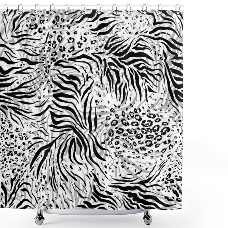 Personality  Monochrome Repeating Animal Pattern Shower Curtains