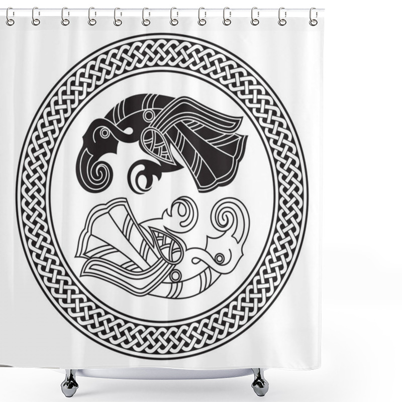 Personality  Two Ravens Of The God Odin In Scandinavian Style. Huginn And Muninn Shower Curtains