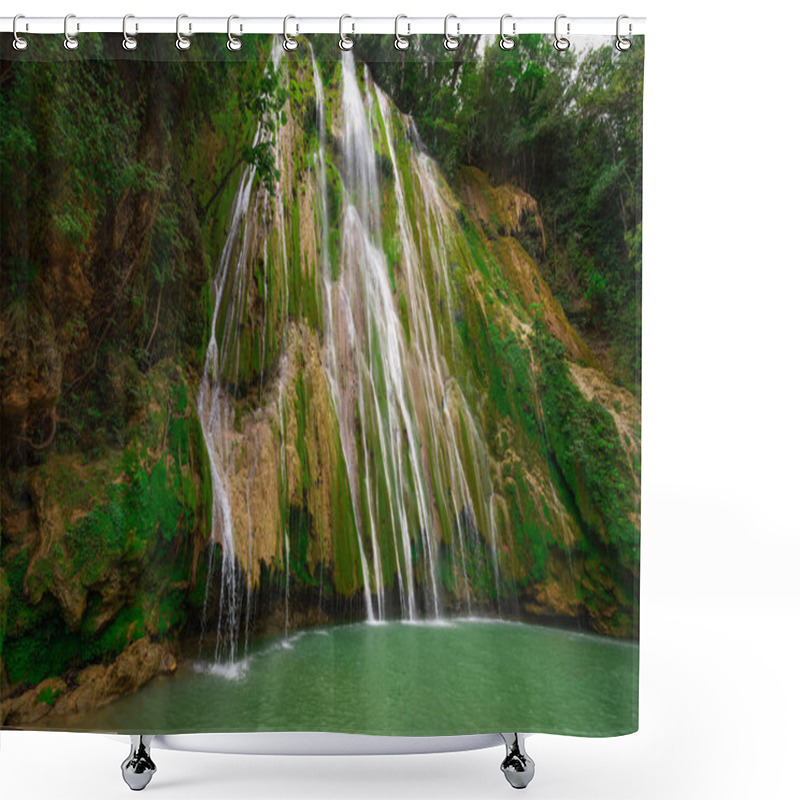 Personality  Waterfall El Lemon In The Jungle Of The Dominican Republic Shower Curtains