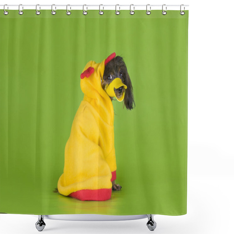 Personality  Dog Breed The Petersburg Orchid Dressed Duck On A Green Backgrou Shower Curtains