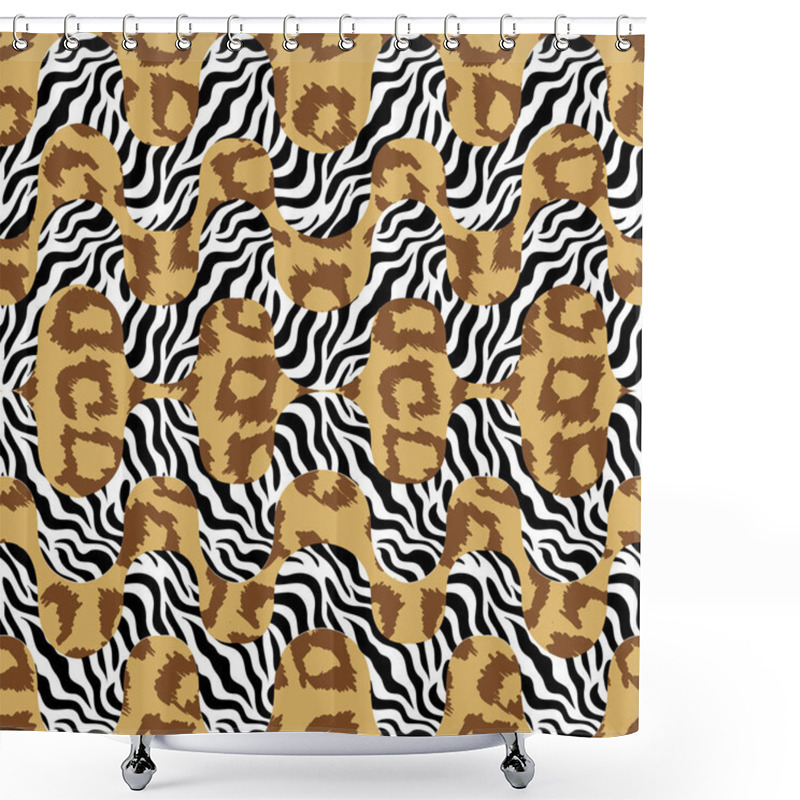 Personality  Tiger Print Waves. Shower Curtains