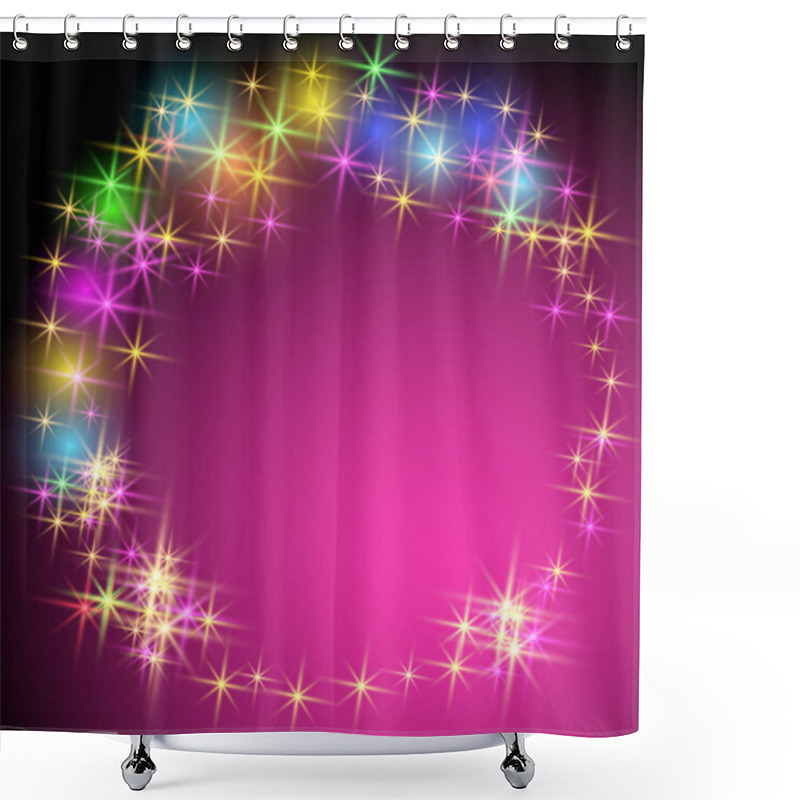 Personality  Salute And Firework With Sparkle Stars Shower Curtains