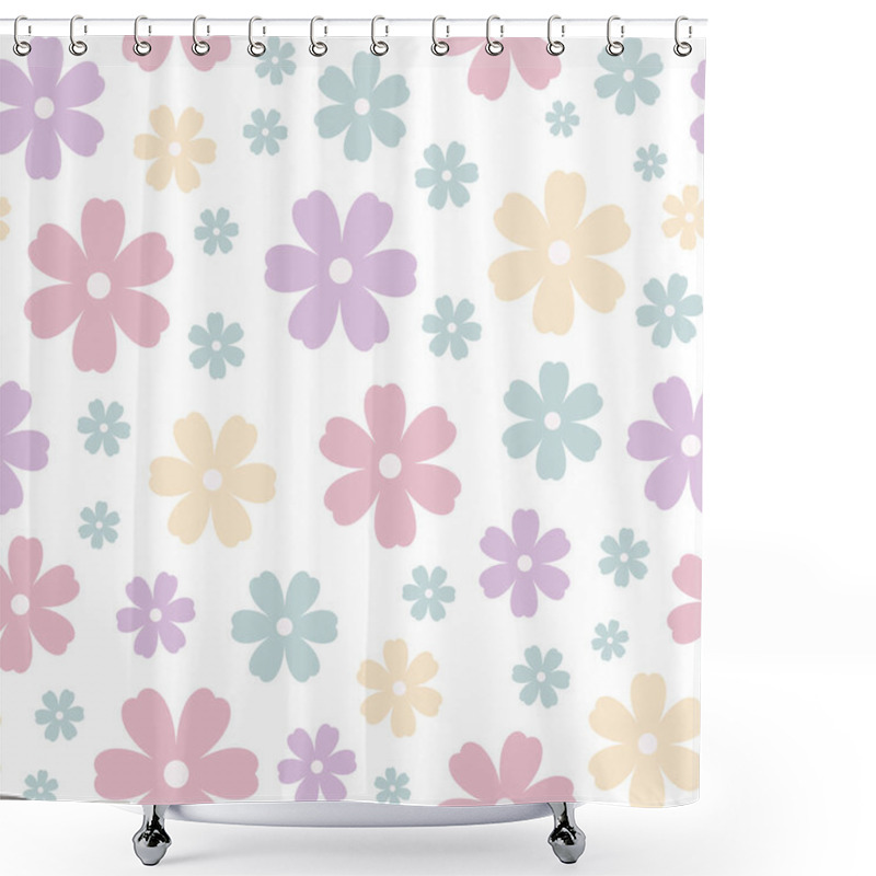 Personality  Vintage Floral Pattern, Simple Flowers On White Background, Seamless Repeat Pattern Design. Shower Curtains