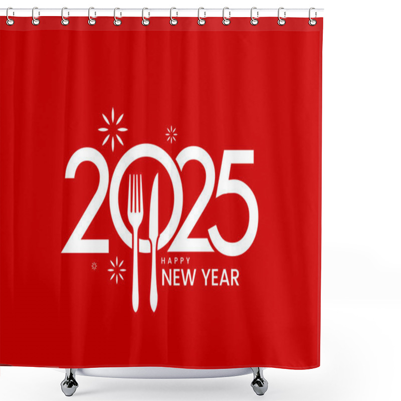 Personality  The New Year 2025 Food Restaurant Chefs' Logo Social Media Banner Poster Cover Design Concept, Vector Illustration Shower Curtains