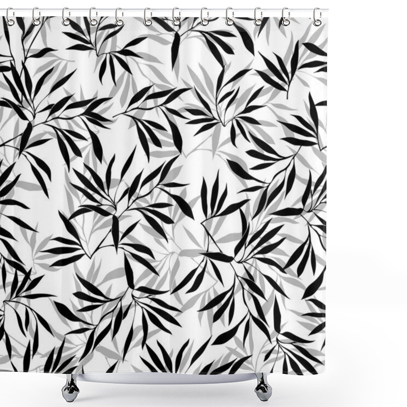 Personality  Bamboo Leaf Background. Floral Seamless Texture With Leaves. Shower Curtains