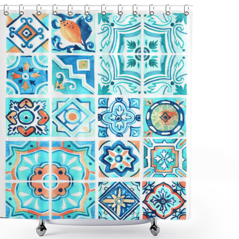 Personality  Mediterranean Ceramics Pattern Shower Curtains