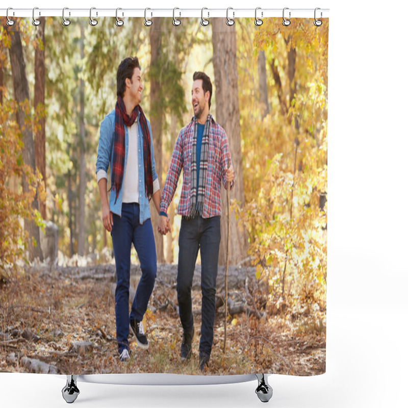 Personality  Male Couple Walking Through Woodland Shower Curtains