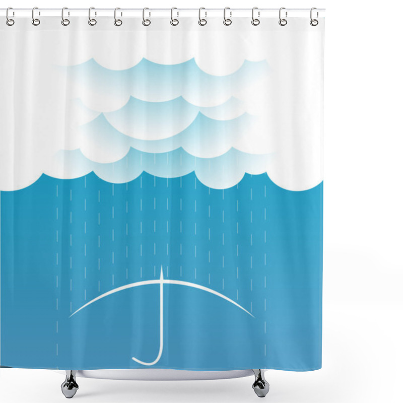 Personality  Rain.Vector Image With Dark Clouds In Wet Day Shower Curtains