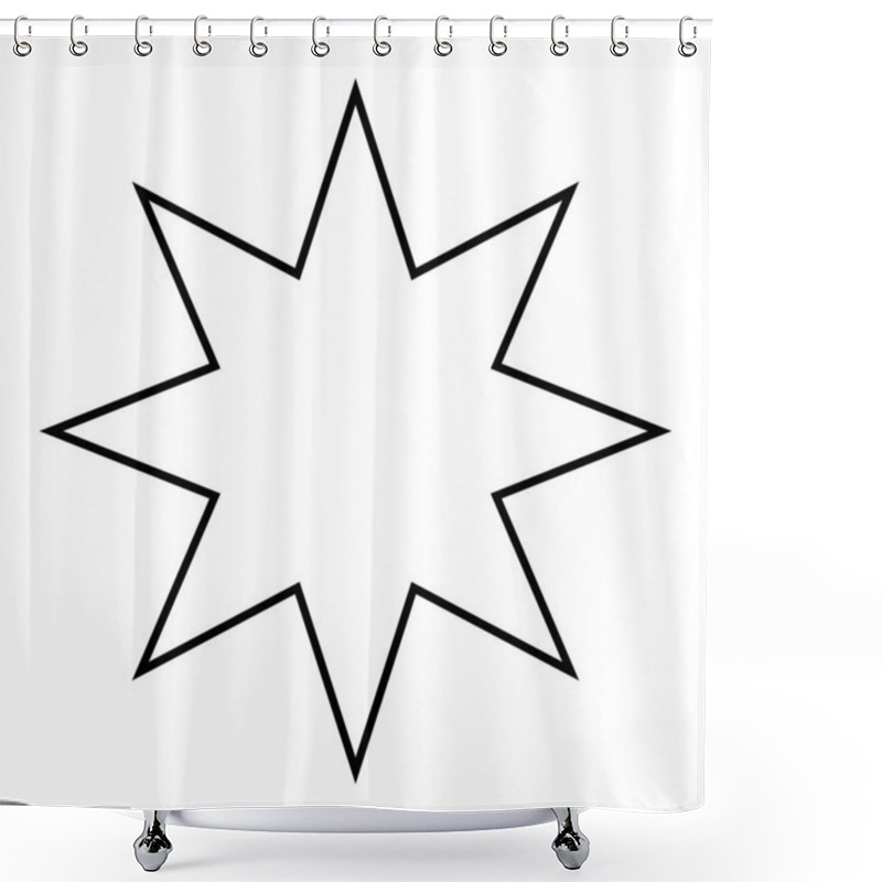 Personality  Star Shape Symbol, Black And White Vector Silhouette Illustration Of Simple Eight Pointed Star Isolated On White Background Shower Curtains