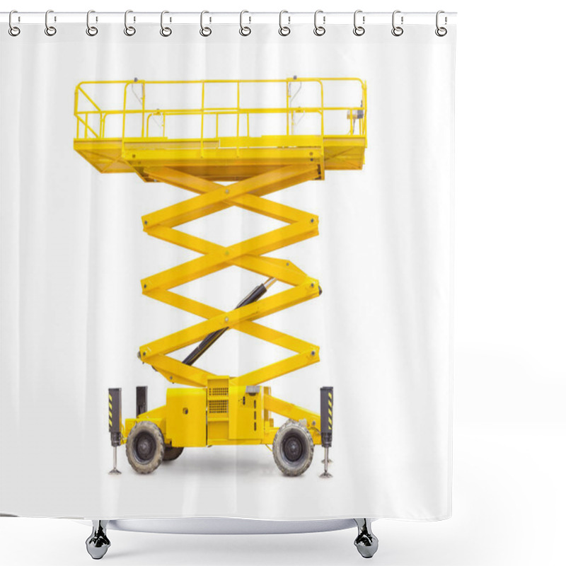 Personality  Scissor Wheeled Lift On A Light Background Shower Curtains