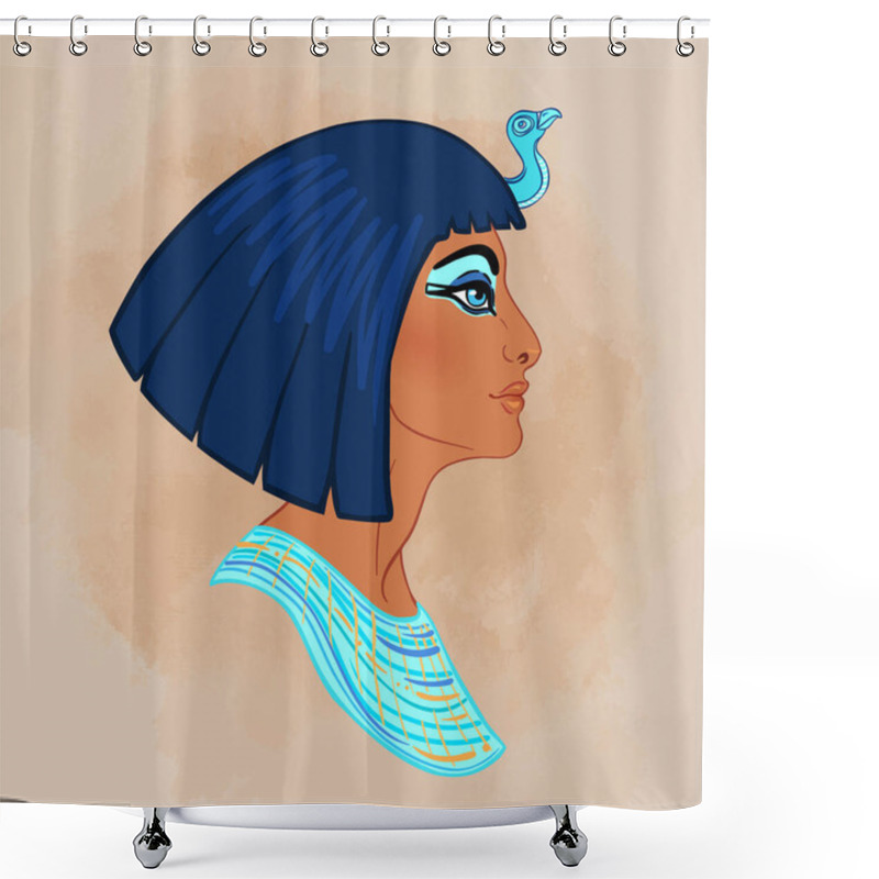 Personality  Egyptian Queen Cleopatra Isolated On White Background. Queen Of Egypt, One Of The Most Famous Women. Illustration Isolated In Vector. Shower Curtains