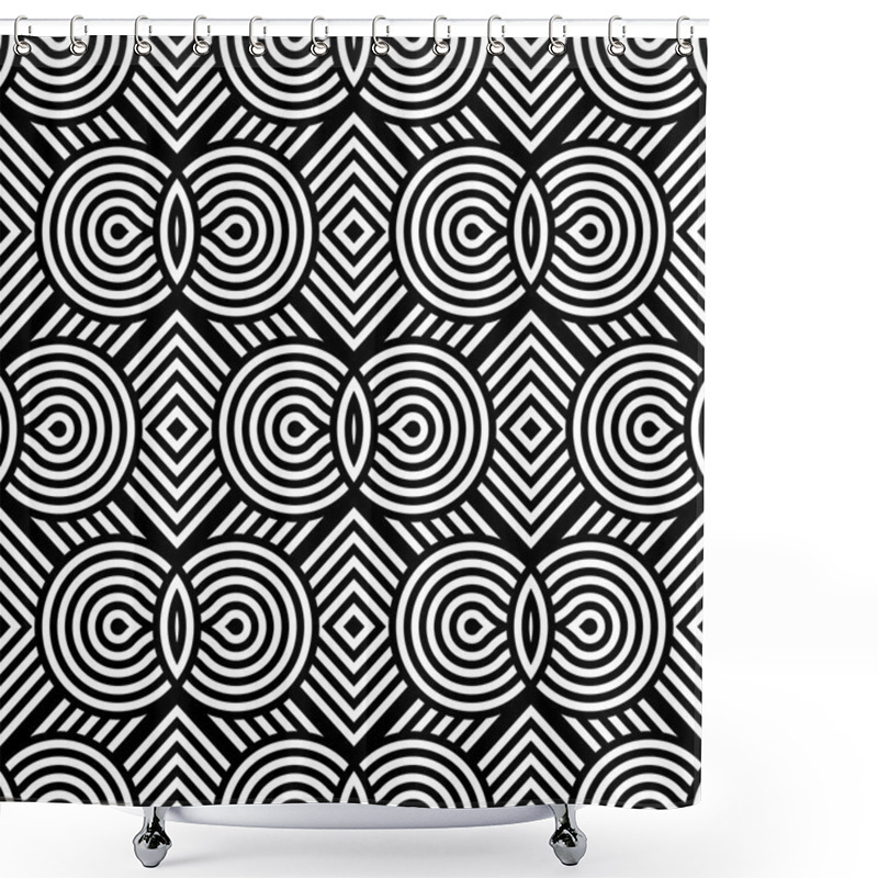 Personality  Design Seamless Monochrome Geometric Pattern Shower Curtains