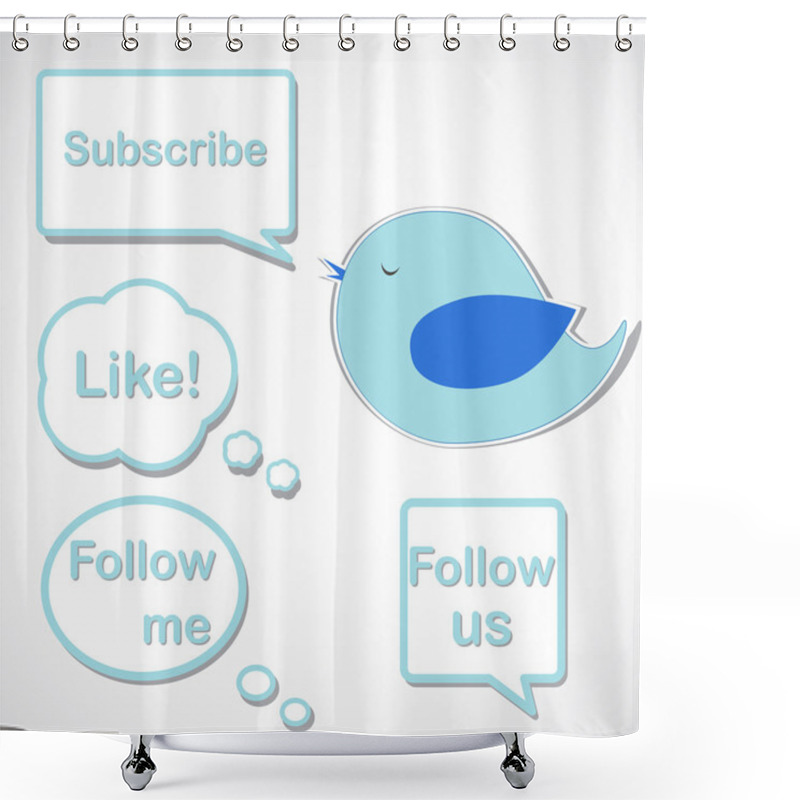 Personality  Blue Bird With Speech Bubbles Shower Curtains