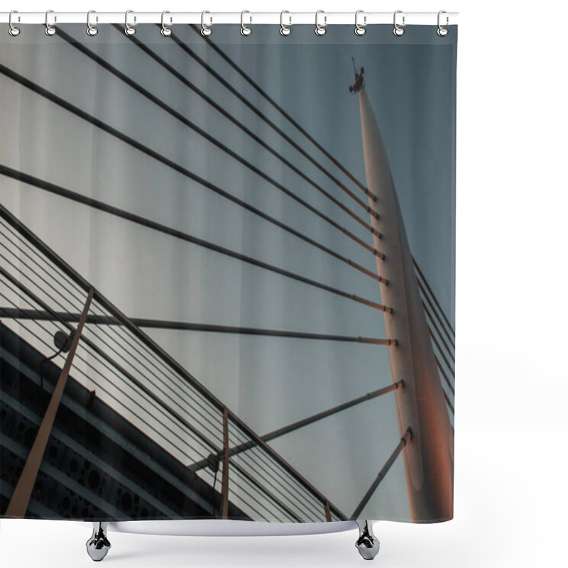 Personality  Low Angle View Of Golden Horn Metro Bridge Construction In Evening, Istanbul, Turkey  Shower Curtains