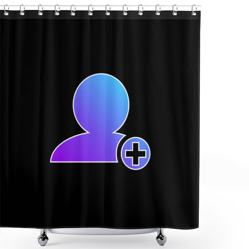 Personality  Add People Interface Symbol Of Black Person Close Up With Plus Sign In Small Circle Blue Gradient Vector Icon Shower Curtains