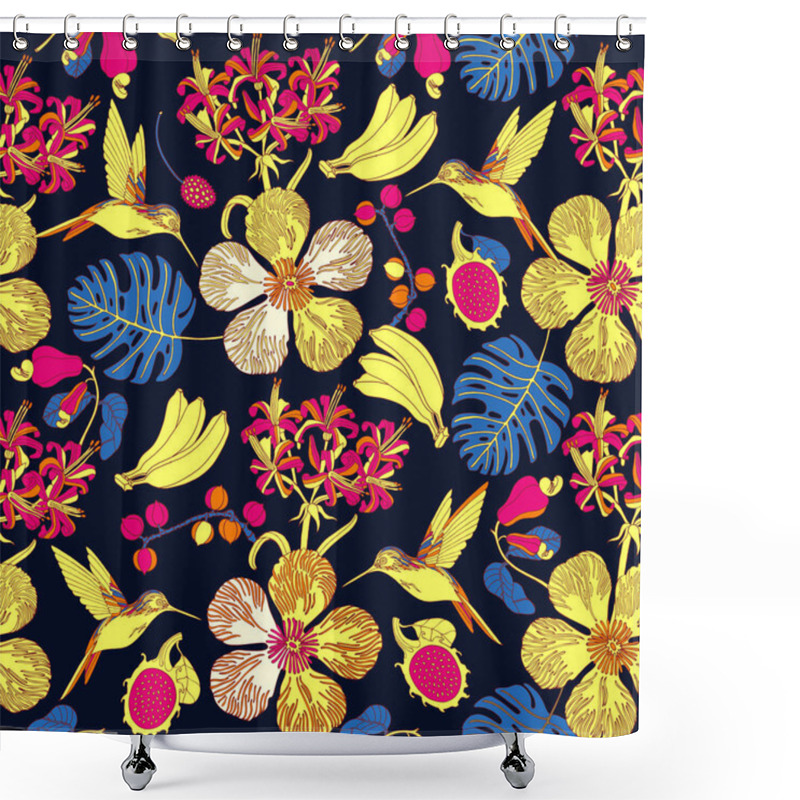 Personality  Bright Tropical Background With Exotic Plants.  Shower Curtains