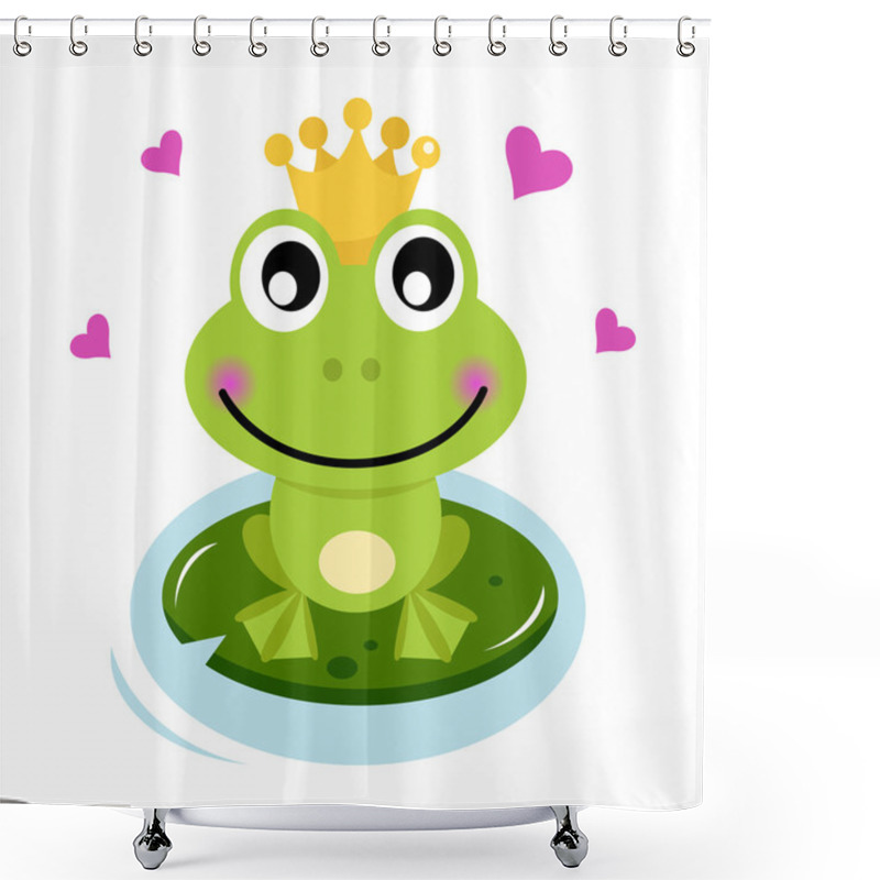 Personality  Cute Frog Prince With Hearts Shower Curtains