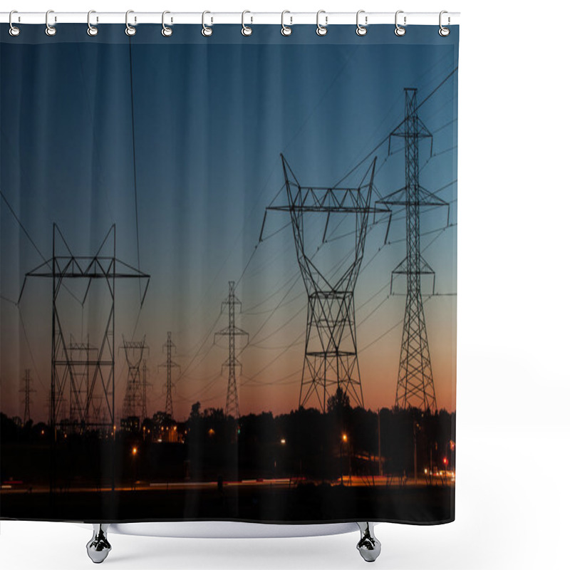 Personality  Electrical Towers At Sunset Shower Curtains