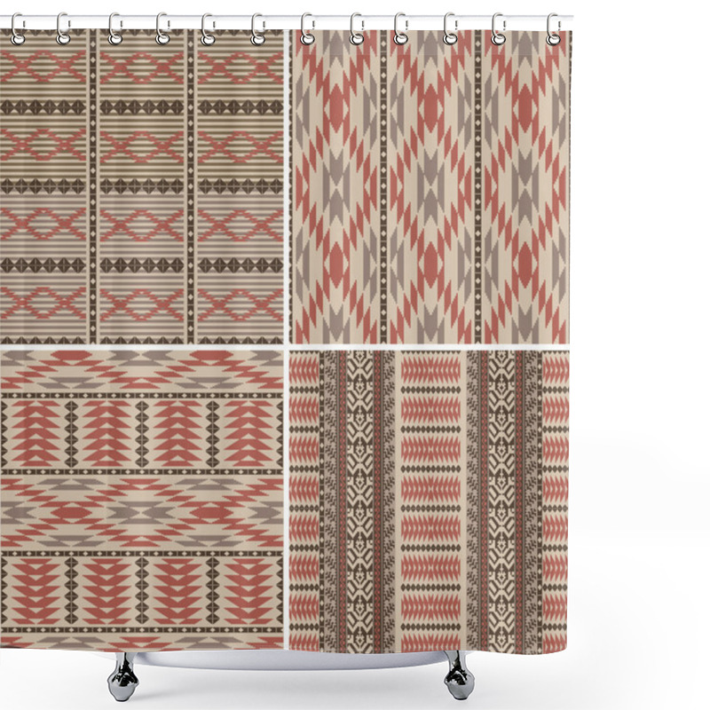 Personality  Set Of Abstract Geometric Ornamental Patterns In Ethnic Style Shower Curtains