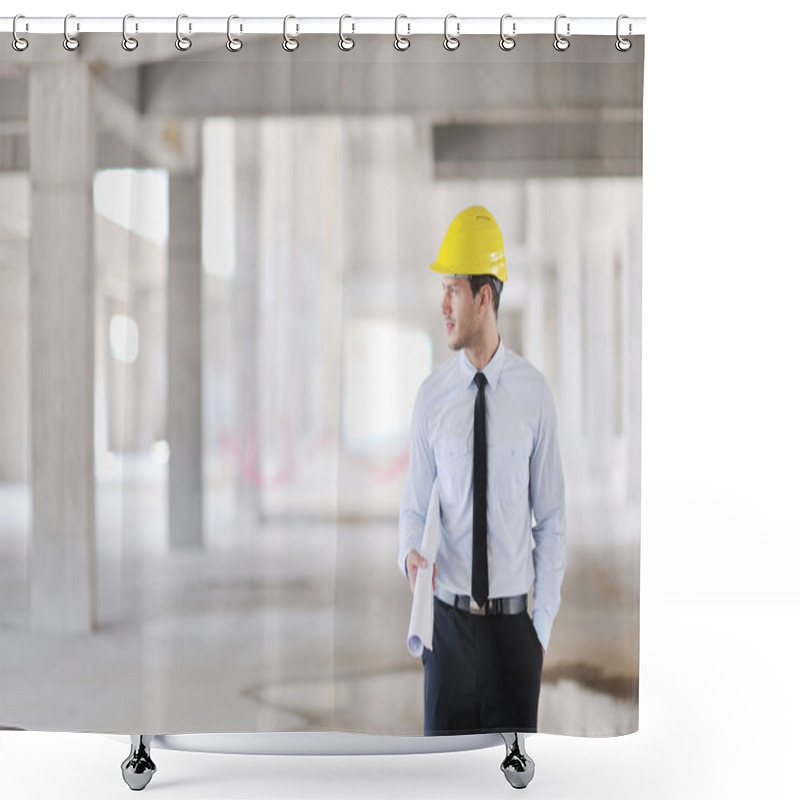 Personality  Architect On Construction Site Shower Curtains