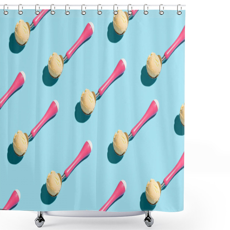 Personality  Repetitive Pattern Of Ice Cream Scoops On Blue Surface Shower Curtains