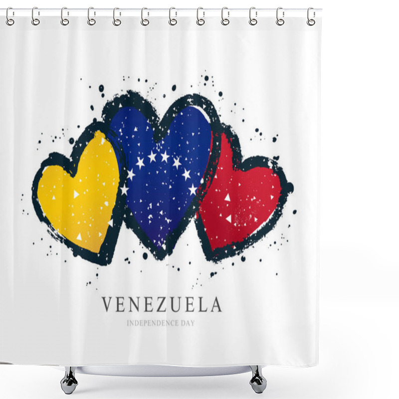 Personality  Venezuelan Flag In The Form Of Three Hearts Shower Curtains