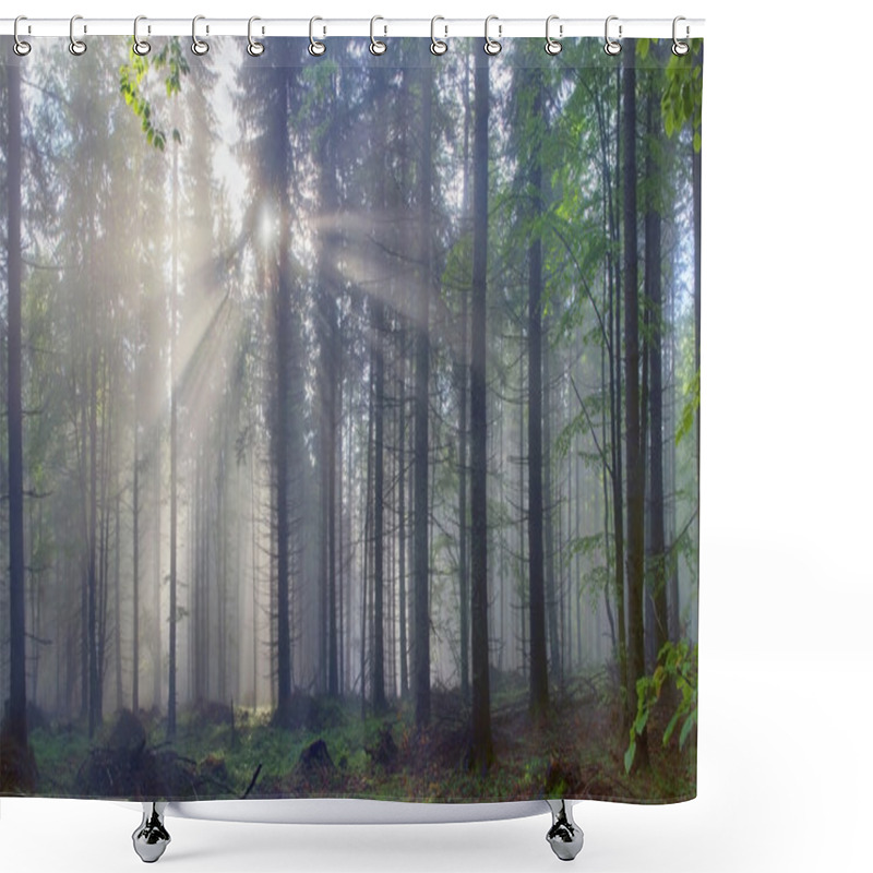 Personality  Magic Carpathian Forest At Dawn Shower Curtains