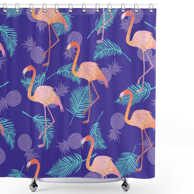 Personality  Flamingos Seamless Pattern Shower Curtains