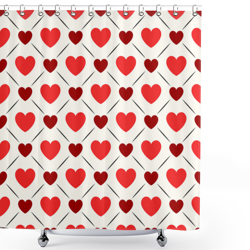 Personality  Seamless Geometric Pattern With Hearts. Vector Illustration Shower Curtains