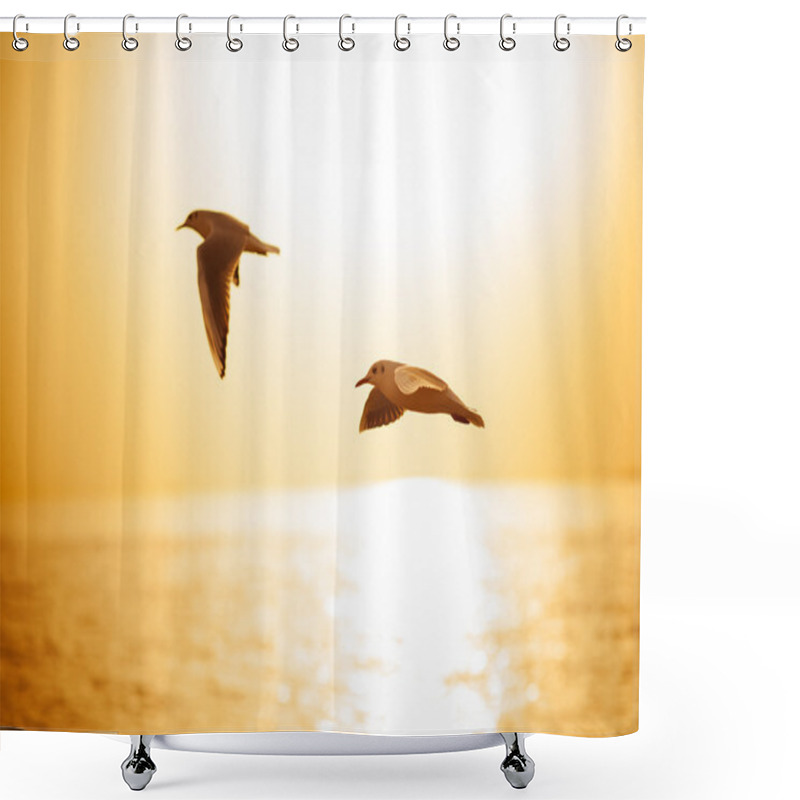 Personality  Birds Flying Over The Sea Shower Curtains