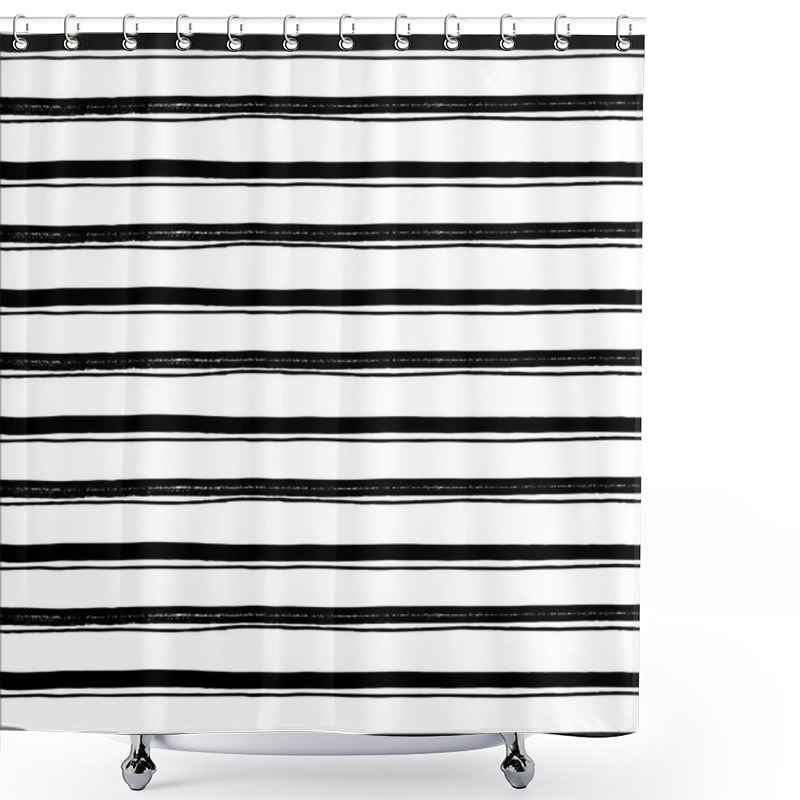 Personality  Hand Drawn Horizontal Stripes Pattern Shower Curtains