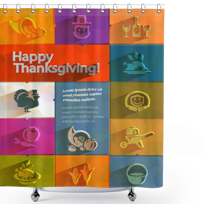 Personality  Happy Thanksgiving. Vector Format Shower Curtains