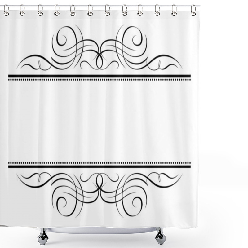 Personality  Calligraphy Vignette Ornamental Penmanship Decorative Frame Shower Curtains