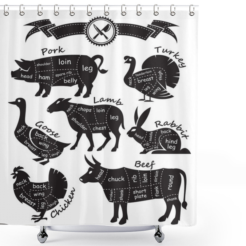 Personality  Cutting Meat Shower Curtains