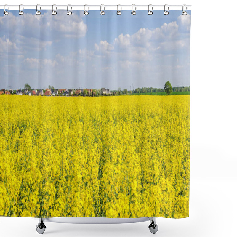 Personality  Rapeseed Field And Village Stolpe In Brandenburg Shower Curtains