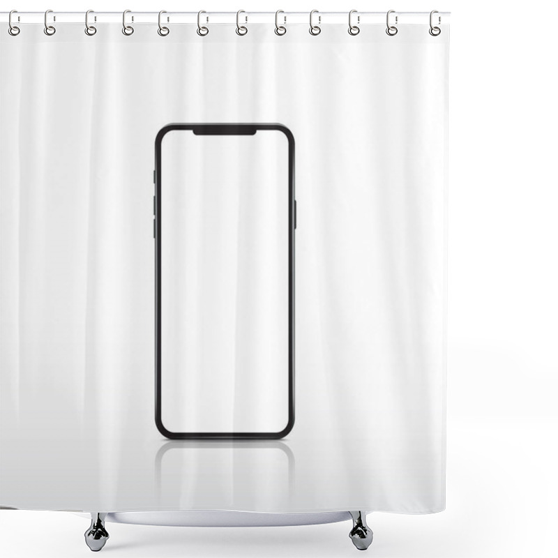 Personality  Modern Realistic White Smartphone. Cellphone Frame With Blank Display. Vector Mobile Device Concept. Shower Curtains