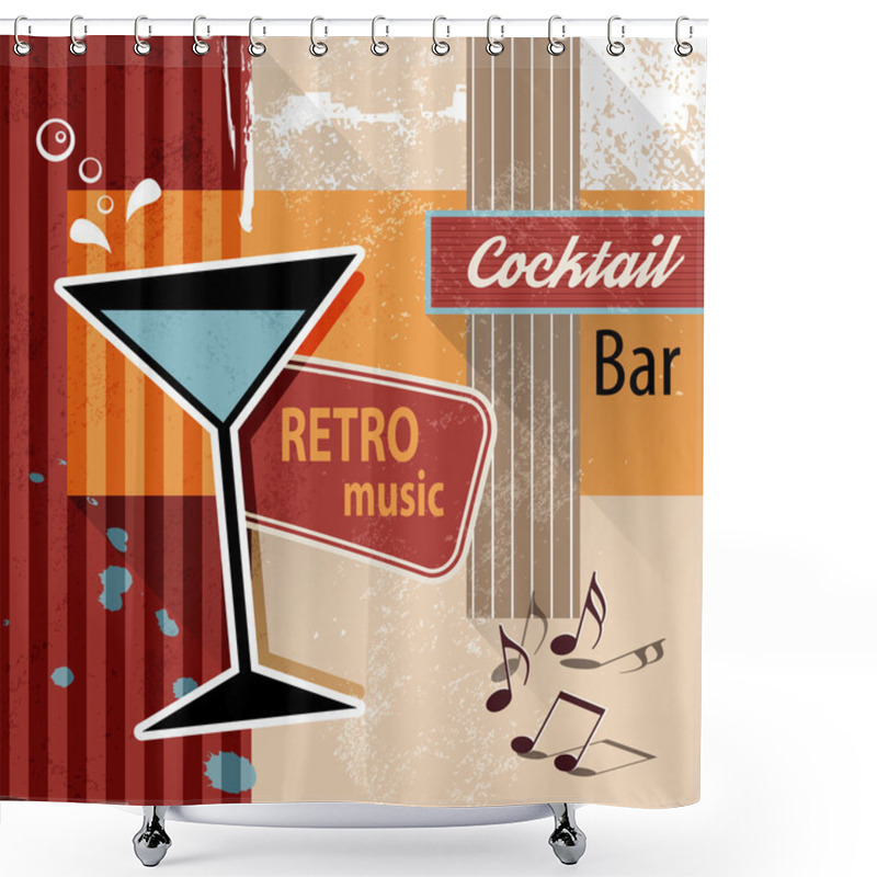 Personality  Cocktail Lounge Bar - Retro Poster Background For Party Events Or Drink Menu Shower Curtains