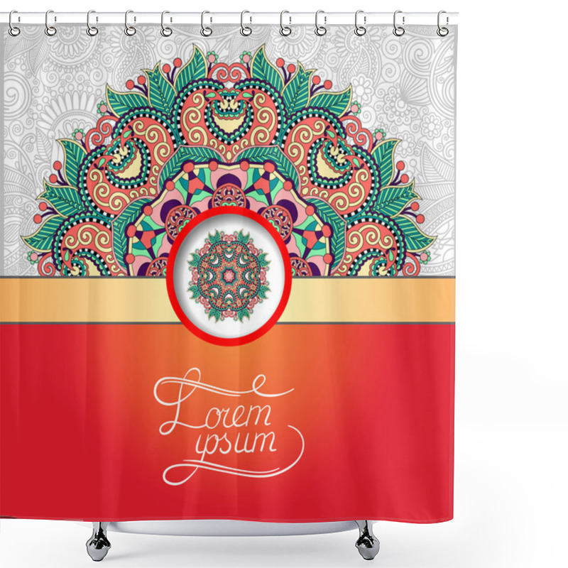 Personality  Floral Round Pattern In Ukrainian Oriental Ethnic Style Shower Curtains