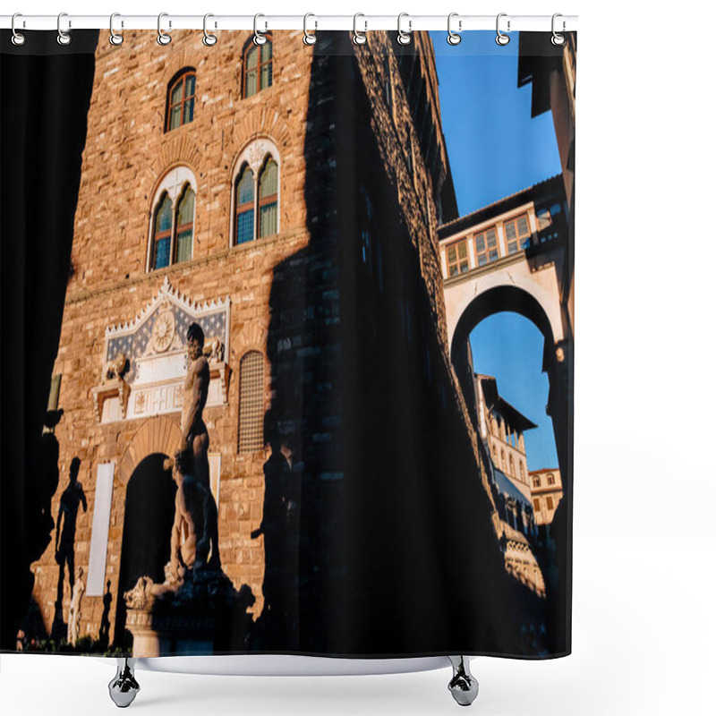 Personality  Famous Sculpture Of David In Piazza Della Signoria, Florence, Italy  Shower Curtains