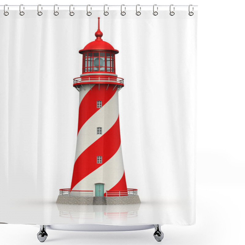 Personality  Red Lighthouse Isolated On White Shower Curtains