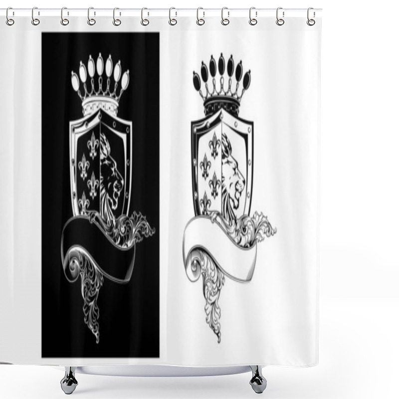 Personality  Heraldic Shield With Wings And Ribbons For A Logo, Emblem, Symbol Or Tattoo. Vector Illustration Shower Curtains