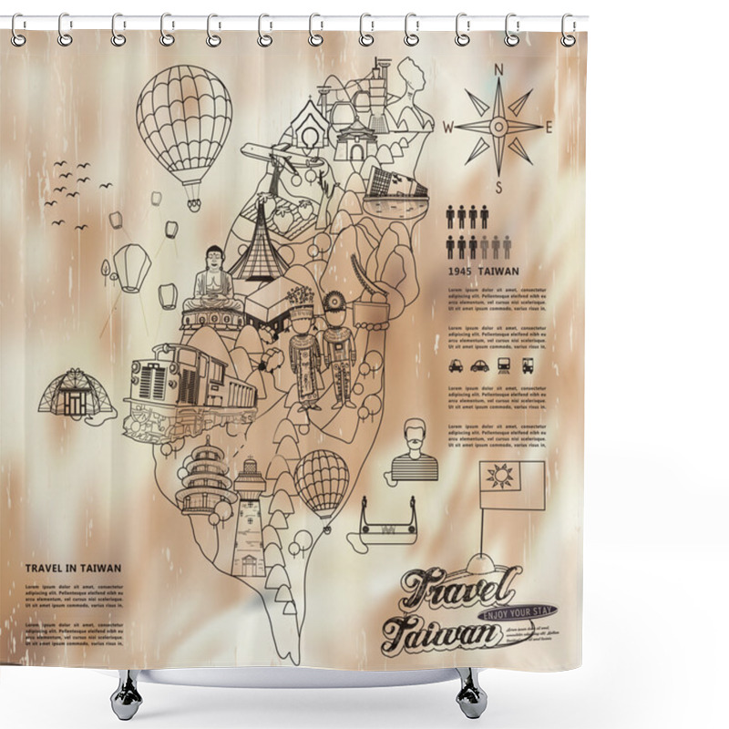 Personality  Taiwan Travel Poster Shower Curtains